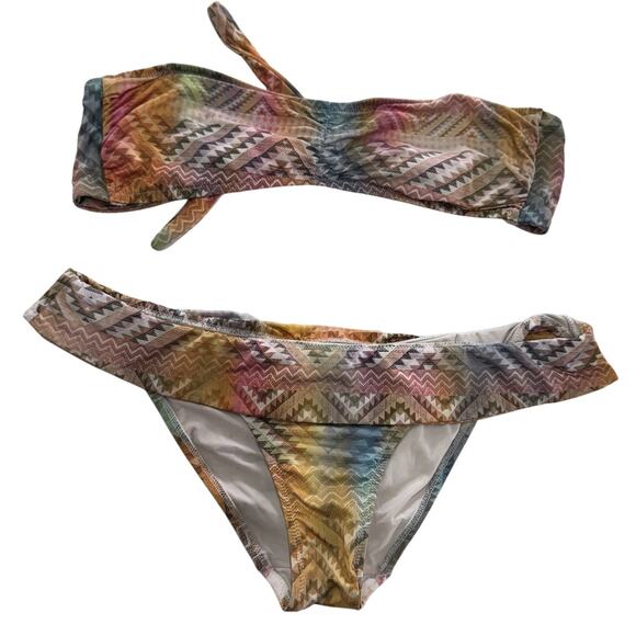 Valimare Bikini Swimsuit Womens Medium‎ Salinas Zig Zag Bandeau Swimwear - Picture 2 of 8